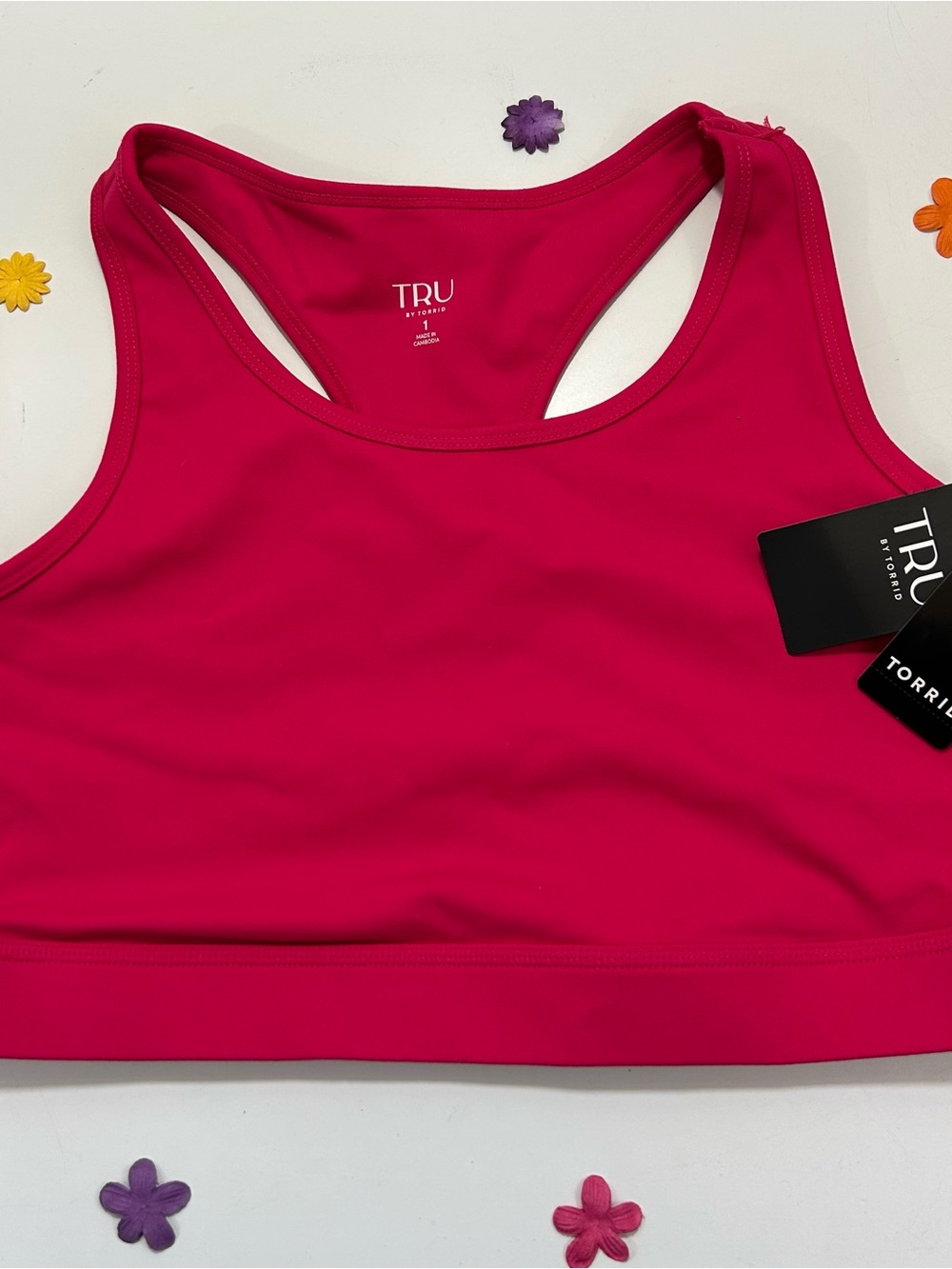 Tru By Torrid Bright Rose Cotton Racerback Sport Bra Size 1X NWT